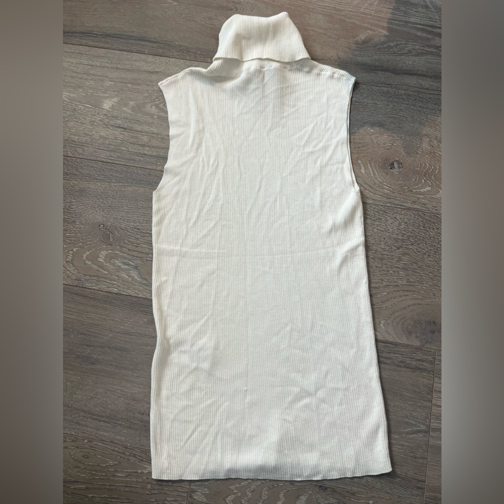 IRO Cream Ribbed Sleeveless Turtleneck Top - Picture 4 of 5
